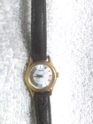 Seiko Quartz Dress Watch Women V401-0920 2 Tone Dial Leather Band New Bat Nice