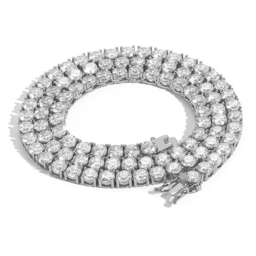Unisex Stainless Steel 4mm 1 Row Cubic Zirconia Tennis Necklace ANTI-TARNISH - Picture 4 of 5