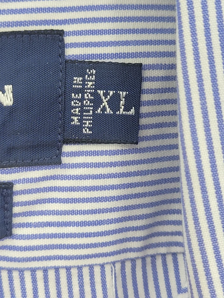 Camisa de golf Ralph Lauren para hombre XL Tilden azul a rayas manga larga con botones Foto 4 de 4