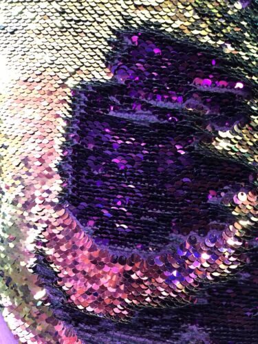 Mermaid Sequins 2tone Iridescent Purple/lilac Reversible Sequins On Spandex Base - Picture 3 of 10