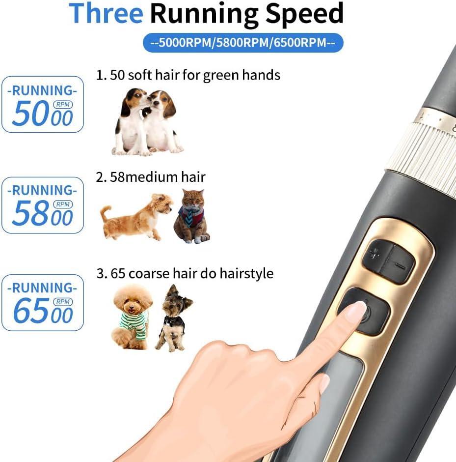Professional Dog Grooming kit, 3 Speed Rechargeable Cordless Dog