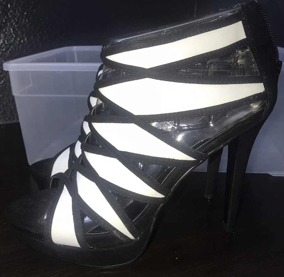 Talla 7 - Zapatos de plataforma para mujer Carlos Santana tacón negro/blanco nuevos Foto 4 de 4
