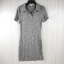 NWT Love Fire Gray Soft Stretch Casual Short Sleeve Sz S/P Knit Polo Mini Dress 