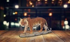 6"H Orange Bengal Tiger Standing on Rock Cat Figurine Home Decor Unique Gift