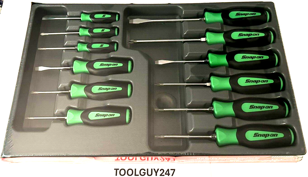 SNAP ON SGDXW120B G 12pc GREEN Soft Grip Combination Screwdriver
