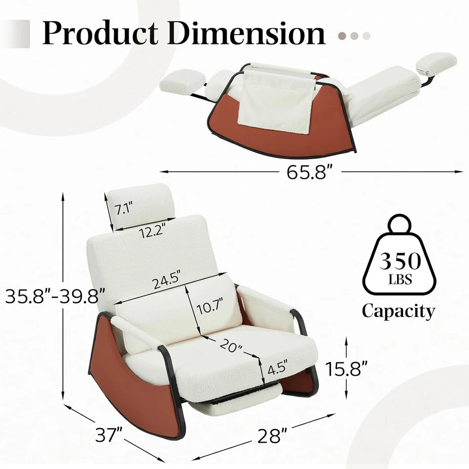 Mecedora planeadora, mecedora infantil con reposacabezas ajustable, bolsillo lateral Foto 4 de 4