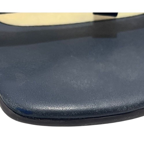 Ann Taylor Loft Leather Strap Slip On Navy Dress Heels Mules Size 7M Read - Picture 5 of 6