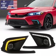 For 2022-2024 Honda Civic LED Daytime Running Fog Lights DRL with Turn Signal