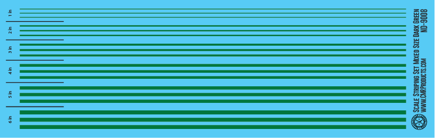 HO Scale - Scale Striping Set Mixed Size Dark Green