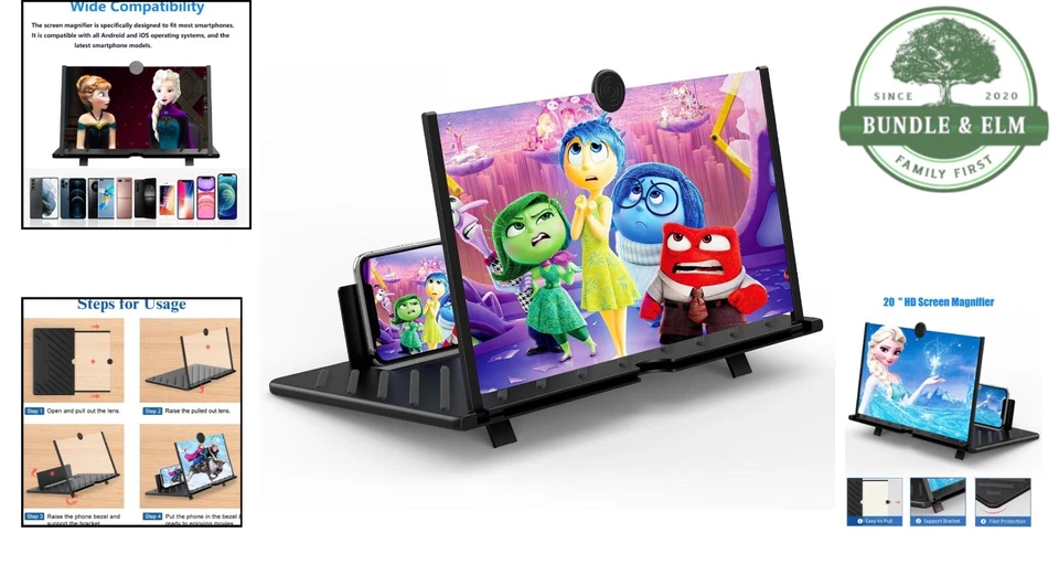 20 Inch Cell Phone Screen Amplifier Foldable 3D HD Magnifier for Movies Gaming - Image 2 of 4