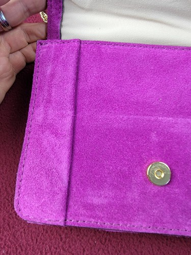 Banana Republic suede leather clutch Bag Womens purse carry storage Chain strap - Picture 16 of 22
