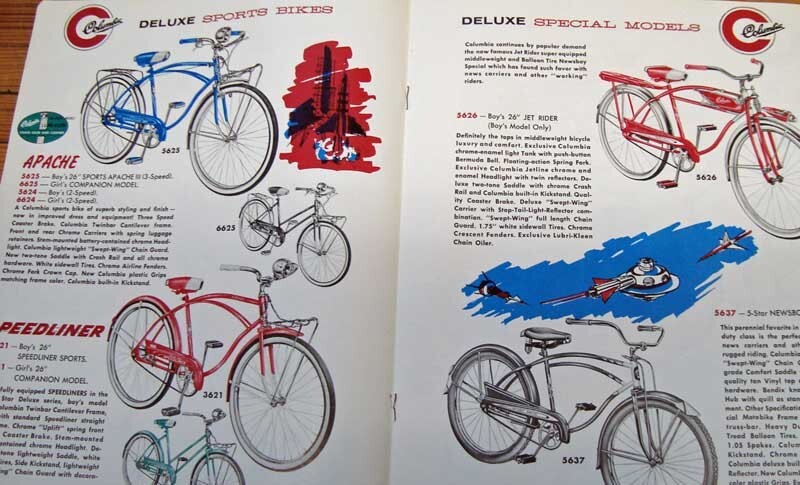 NOS 1961 Columbia bicycle CATALOG Cyclosonic line antique Fire