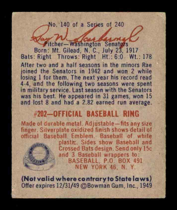 1949 Bowman #140 Ray Scarborough - EX | eBay