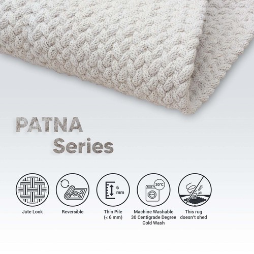 Patna White Reversible Rug - Durable, Eco-Friendly for Living Room Gift - Picture 9 of 9