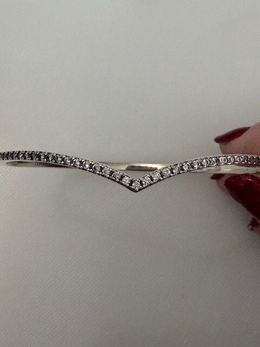 PANDORA SIZE 3 18cm SPARKLING WISHBONE BANGLE REF 597837CZ NOW RETIRED - 第 2/6 張圖片
