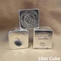 10 oz Cube 999+ Fine Silver Bullion Bar by Yeager's Poured Silver - YPS