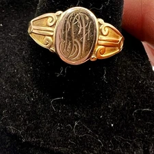 VINTAGE OB OSTBY BARTON 10K GOLD SIGNET RING MONOGRAM sz 9