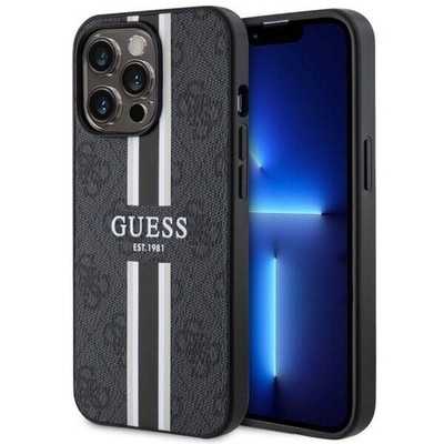 Guess Hülle iPhone 13 Pro Max Hülle 6,7Schwarz case 4G Printed Stripes MagSafe