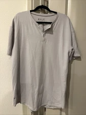 BYLT Premium Basics Henley Drop-Cut Short Sleeve Shirt XXL Storm Light Grey