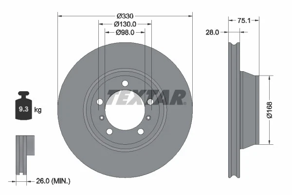 2x TEXTAR Bremsscheibe innenbelüftet Ø330mm für Porsche Panamera 971 - Bild 1 von 1