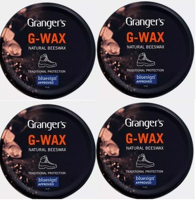 4x Grangers G Wax Natural Beeswax Leather Boot/Shoe Polish Dubbin Tin's Fabsil