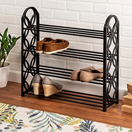  4 Tier Butterfly Shoe Rack SHO-09597 Black  - Image 2 of 2