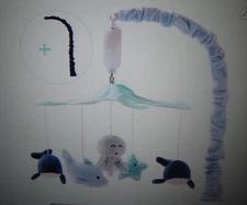 THE PEANUTSHELL Crib Musical Mobile Mount BLUE OCEAN ANIMALS NEW
