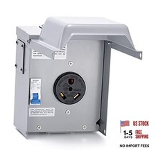 30 Amp Temporary RV Power Outlet with Breaker, Outdoor Breaker Box with 30A