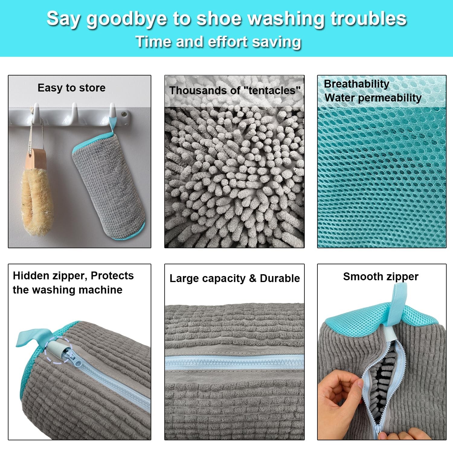 Shoe Washing Machine Bag, Reusable Laundry Shoe Bag for Washer and Dryer, Sne...