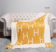 ComfyLuxe "H" Initial Pattern Throw Blanket