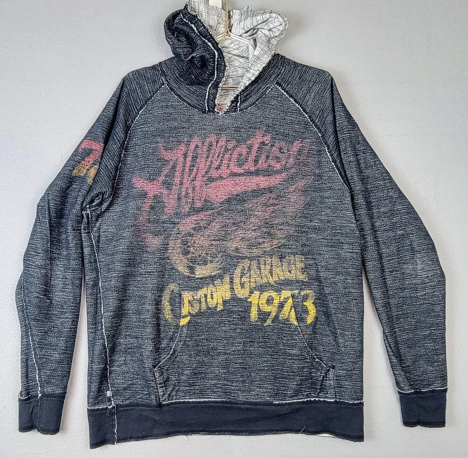 Rare Y2K Affliction Reversible Thermal Hoodie XL Skull and Wrenchs Pullover Pckt - Image 3 of 4