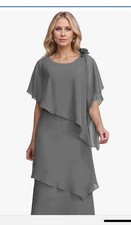 Grandmother Of The Bride Tiered Ruffles Evening Gown With Flower S NWOT