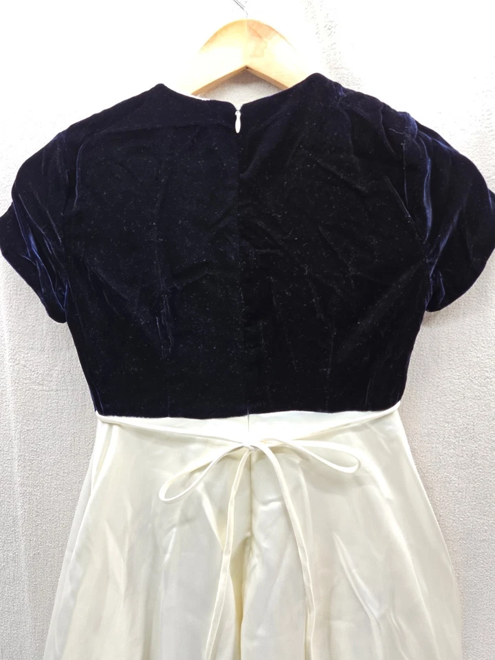 Vestido manga corta HELENA Neiman Marcus azul y blanco línea A talla 10 Foto 4 de 4