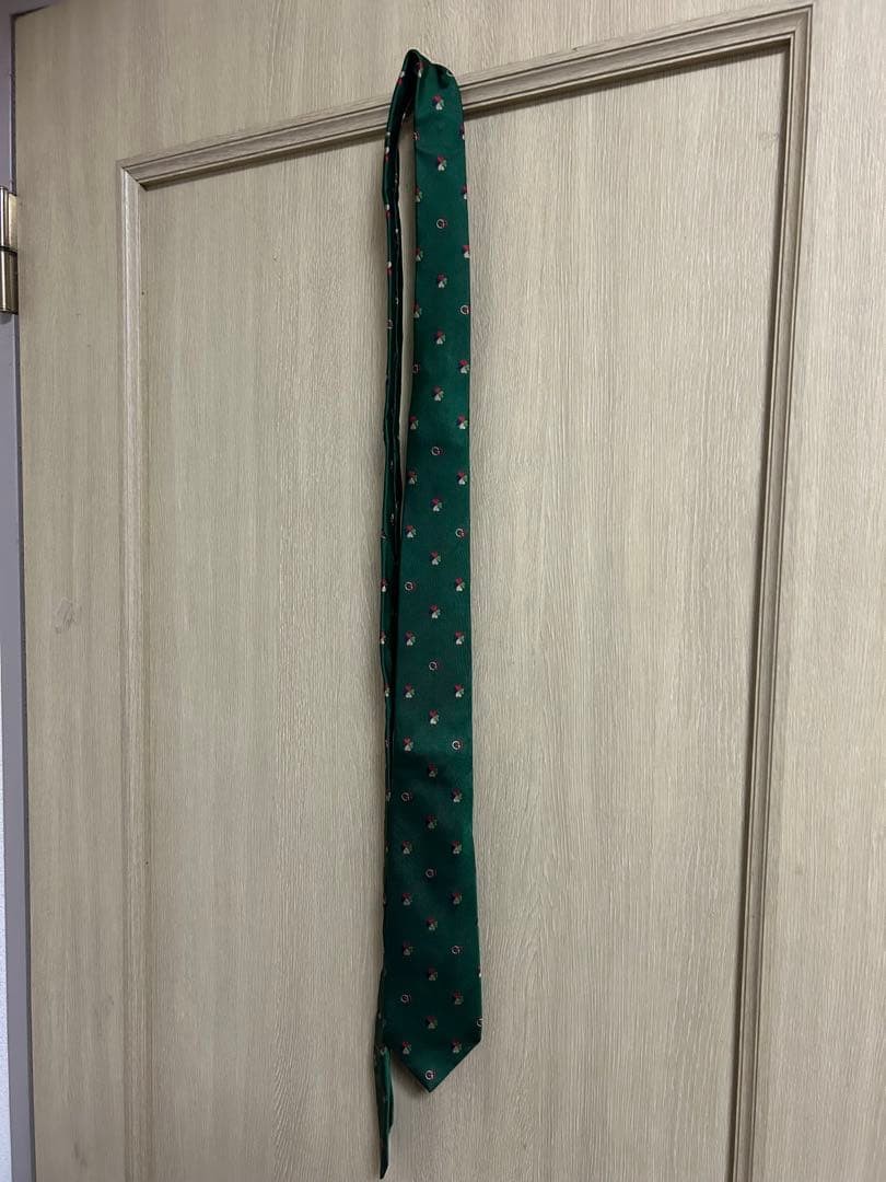 Gucci Heart Pattern Clover Interlocking Tie Green… - image 2