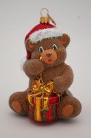 Glas-Ornament TeddybäR Mit Geschenk 10 Cm Braun • Handbemalt • Mundgeblasen •