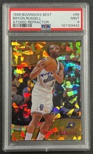 BRYON RUSSELL PSA 9 1998-99 BOWMAN'S BEST #66 ATOMIC REFRACTOR 78/100 JAZZ