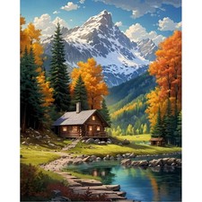 Mountain Paint By Numbers Kit For Adults Beginner Cabin Adult Paint By Number...