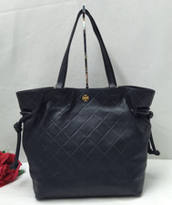 Tory Burch Black Leather Double Handles Tote Shoulder Bag