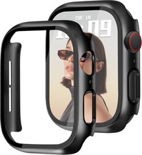 Black 40mm Protective Case for Apple Watch Series 6/5/4 with Tempered Glass Cove