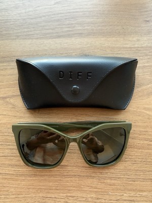DIFF Olive Green Sunglasses The White Lotus Cateye Sunglasses | Green Crystal & Olive  main image 2