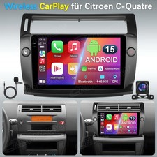 4+64GB Android 15.0 Autoradio GPS NAVI BT WIFI Carplay F&uuml;r Citroen C4 2004-2009