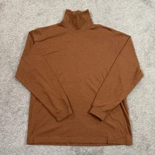 LL Bean Brown Turtle Neck Long Sleeve Knit Shirt L Casual Layering Pullover