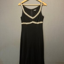 Adrianna Papell Women's Black Size 10 Beaded Sleeveless Maxi Dress Boutique