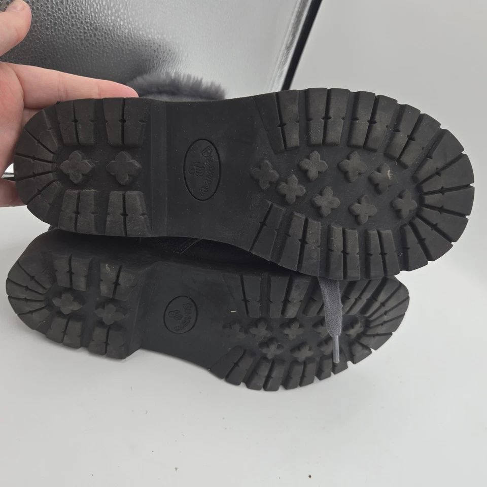 Bearpaw Kayla II Combat Boots Sheep Skin 7 Grey Shimmer Fur Lined Plaid Accents - Image 2 of 4