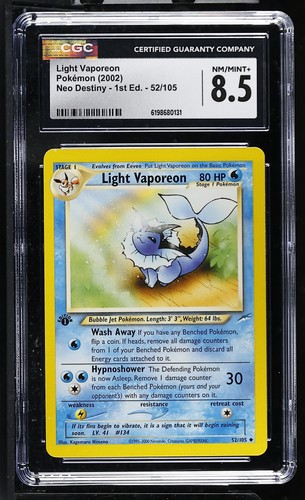 Light Vaporeon (1st Edition) graded CGC 8.5 for sale on eBay