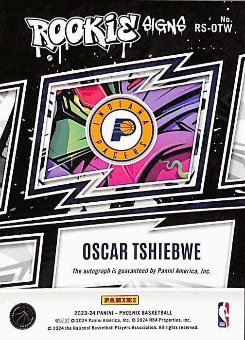 2023/24 Panini Phoenix Rookie Signs Oscar Tshiebwe Red #/49 RC RS-OTW Pacers - Image 3 of 4