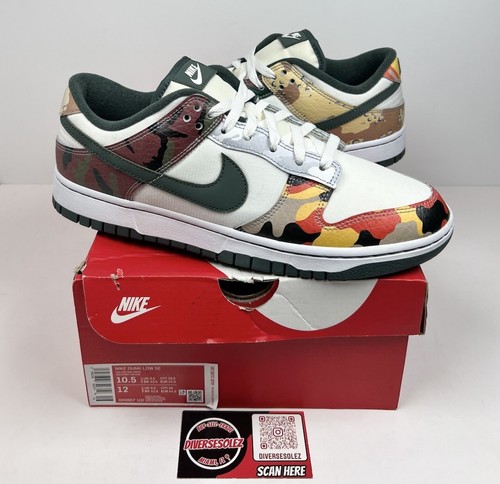 Size 10.5 - Nike Dunk SE Low Sail Multi-Camo WORN ONCE!