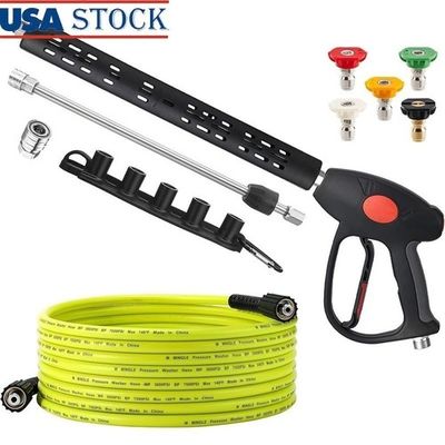 #ad Pressure Washer Hose Gun Kit 25ft W 5 Nozzle Tips M22 14mm Compatible 4000 PSI $76.36