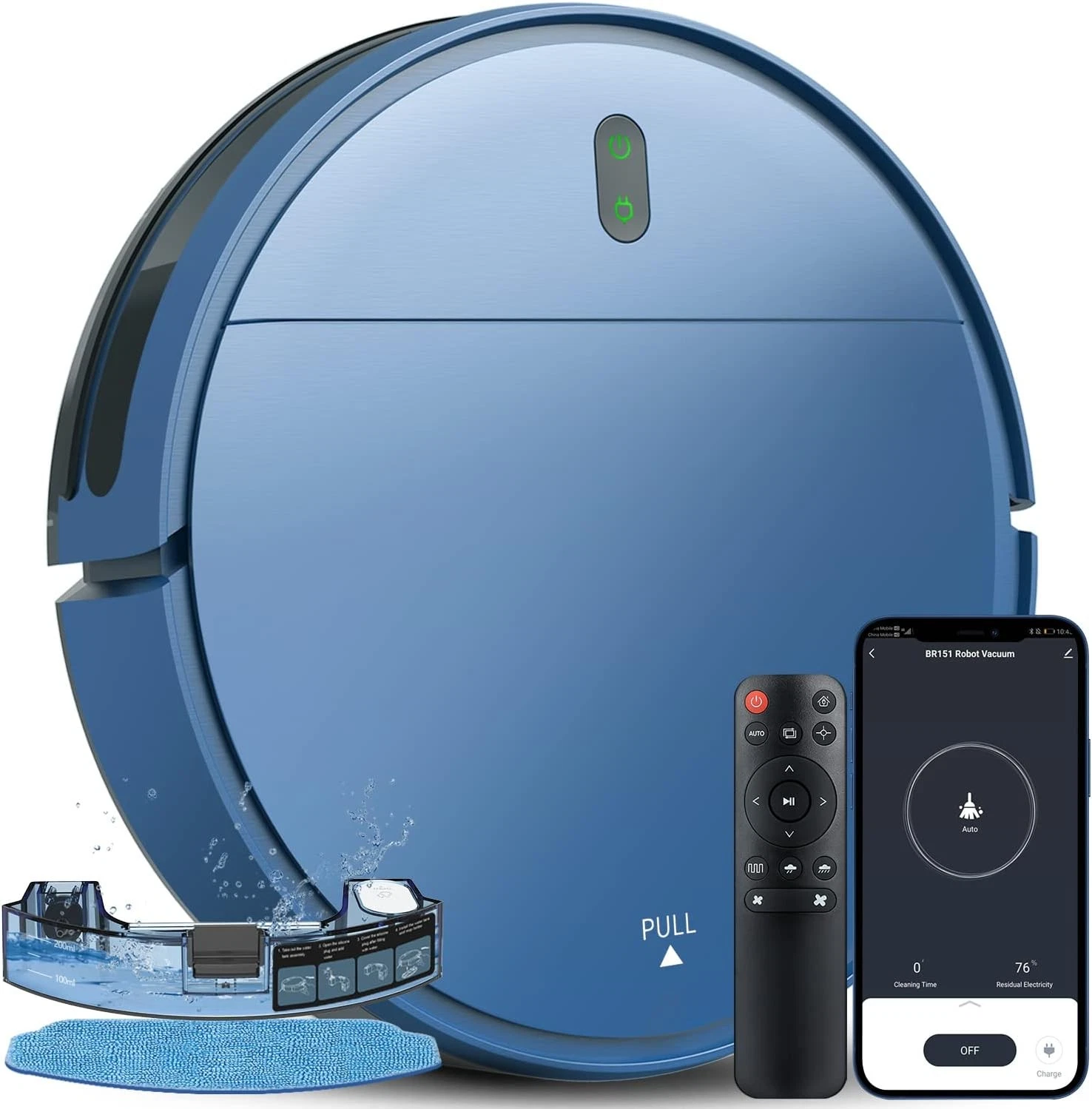 ZCWA Robot Vacuum and Mop Combo, Robot Vacuum Cleaner BR151-Z02 - Royal Blue