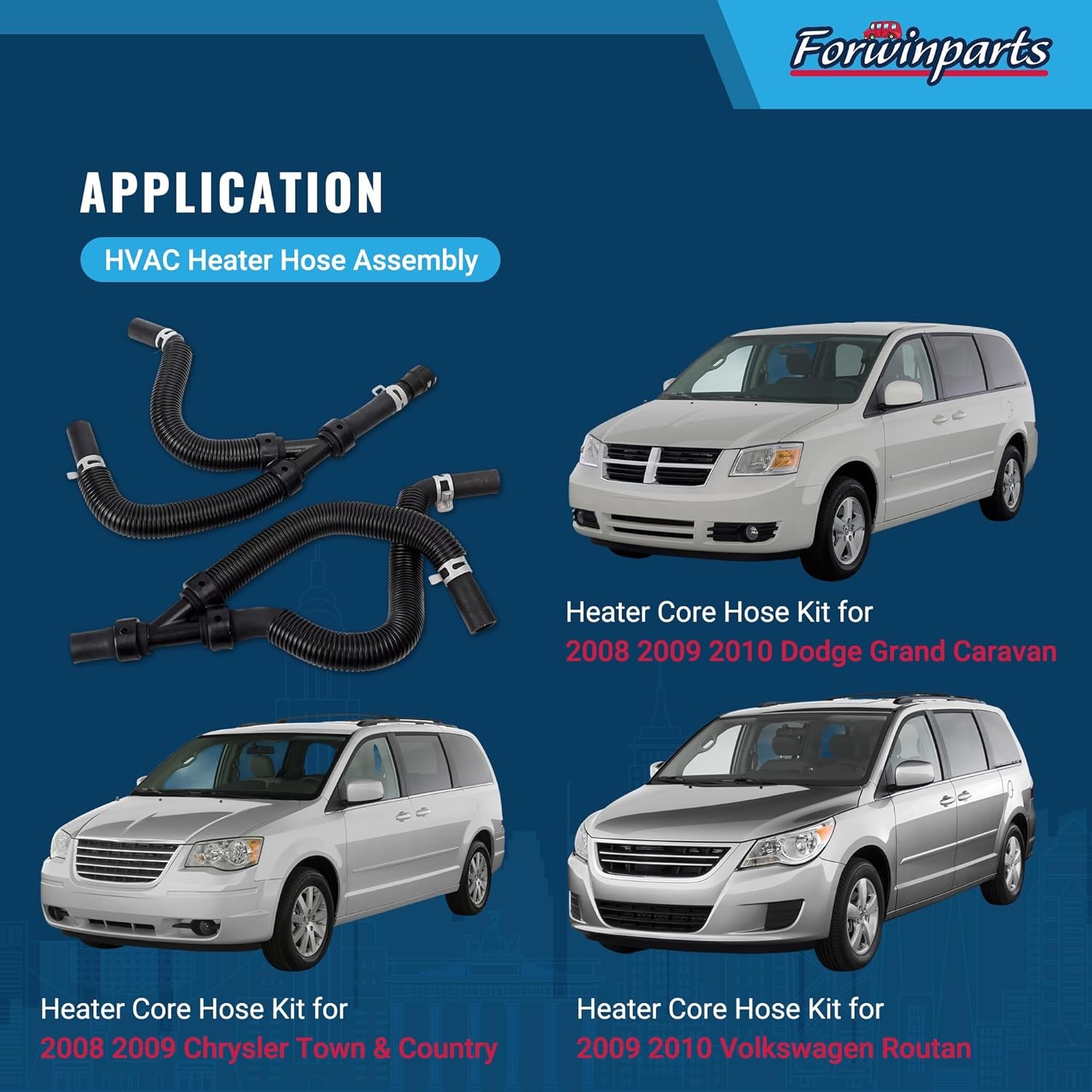 HVAC Heater Hose Assembly for 2008 2009 2010 Heater Core Hose Kit 4677603AB